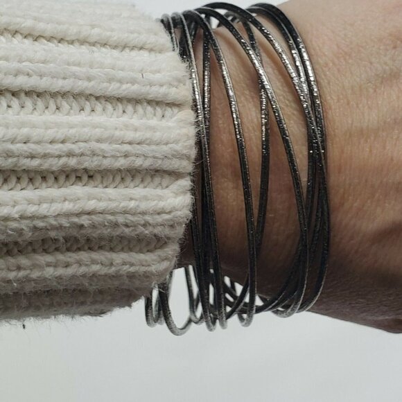 Women's Silver Toned Layered Bracelet Cuff Bangle - Picture 1 of 3